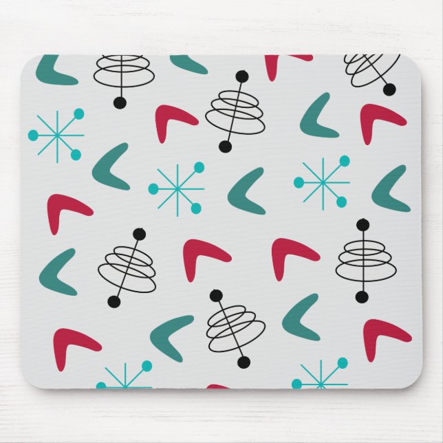 Mousepad Bumerangues Atômicos Modernos de Meados do Século  (Frente)