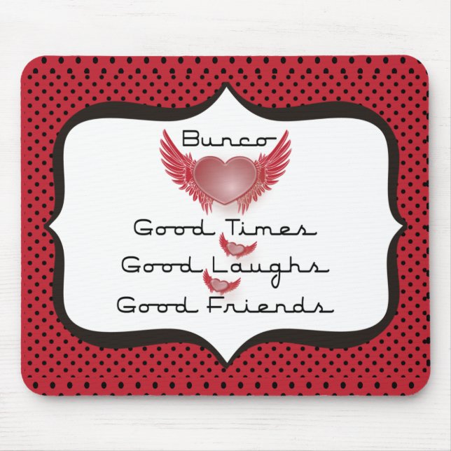 Mousepad Bunco - boas épocas, risos, amigos - coração retro (Frente)