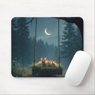 Mousepad Bunnies aninhados num Ninho Swing