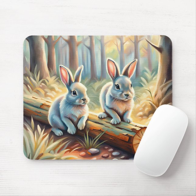 Mousepad Bunnies Na Floresta (Com mouse)