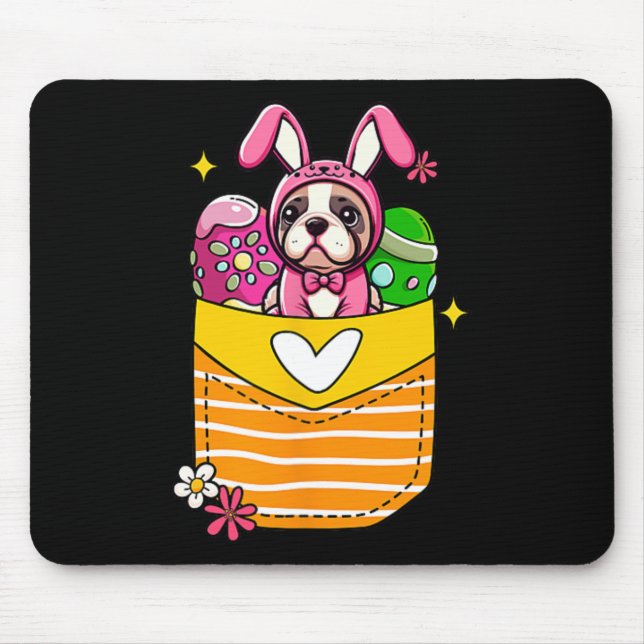 Mousepad Bunny French Bulldog Páscoa Ovos de Chocolate Dent (Frente)