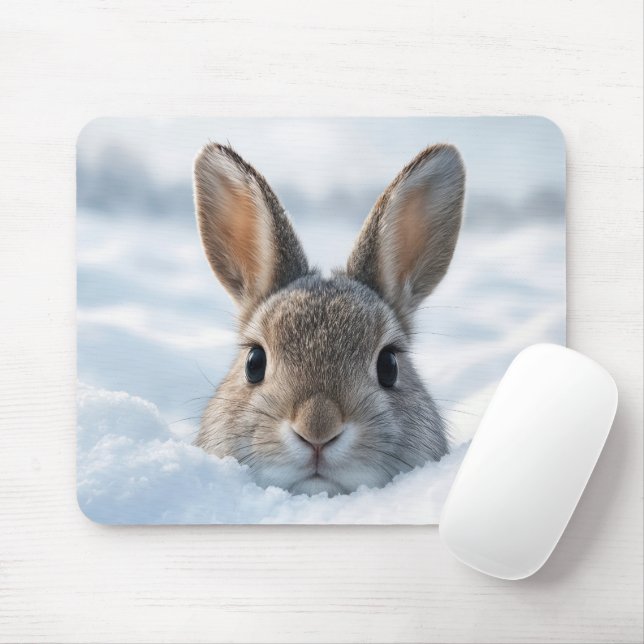 Mousepad Bunny In a Deep Snowdrift (Com mouse)