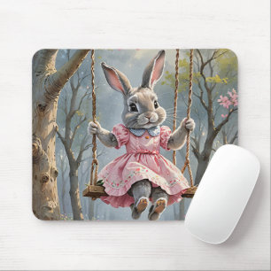 Mousepad Bunny On a Swing