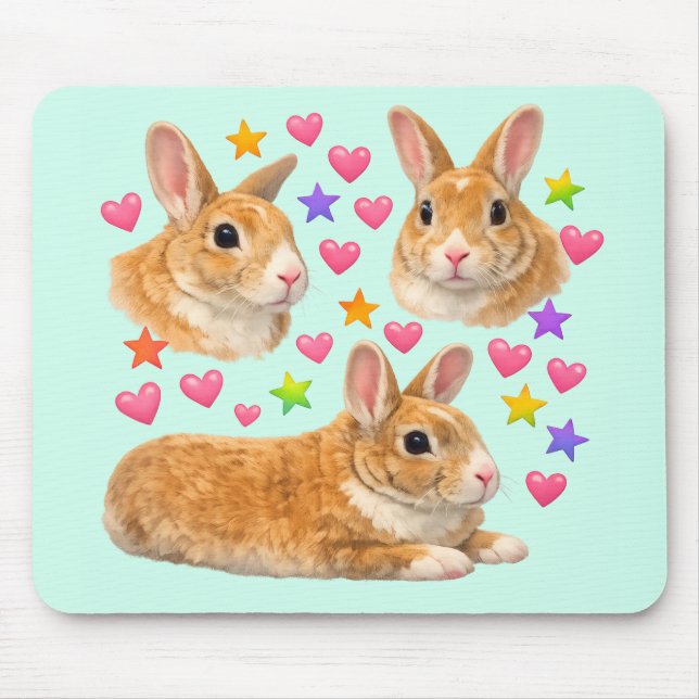 Mousepad bunny rabbit kawaii cute rainbow pet mom (Frente)