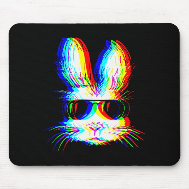 Mousepad Bunny Trippy Varwave Easter Techno Rave Edm Music  (Frente)