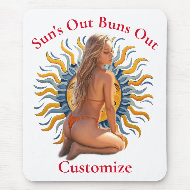 Mousepad Buns Out Bikini Beach Girl Thunder_Cove (Frente)