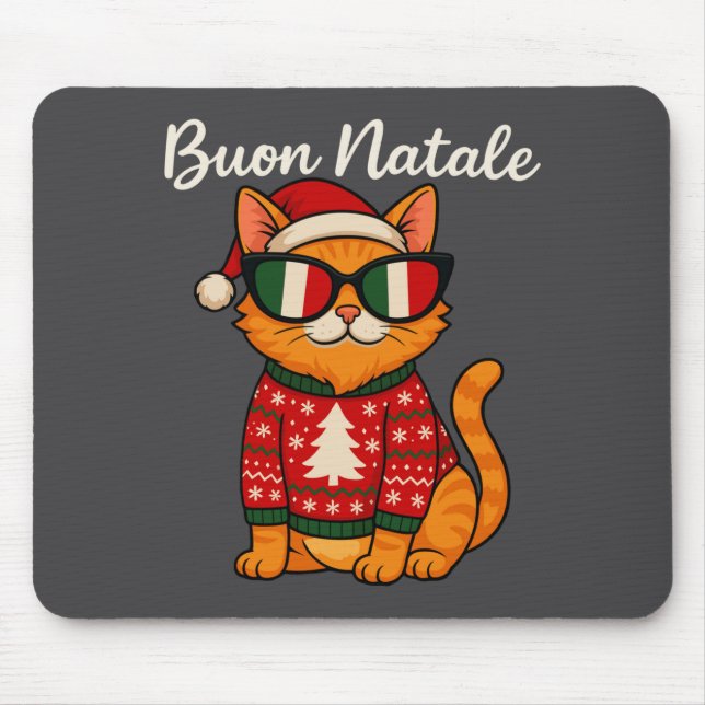 Mousepad Buon Natale Italian Cat Christmas, Italy Pride Hol (Frente)