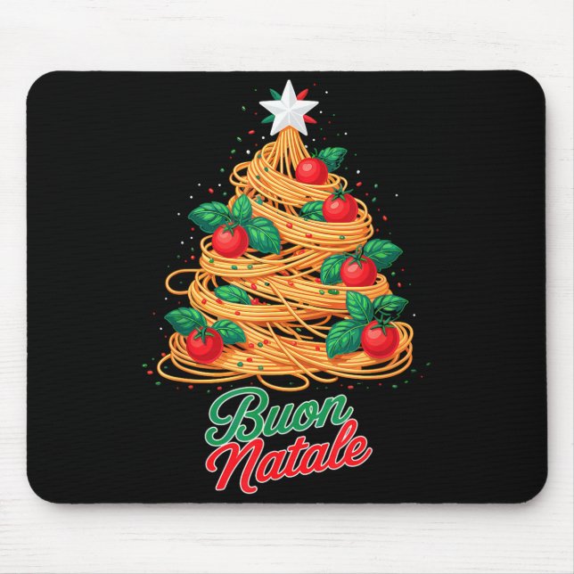 Mousepad Buon Natale Italian Pasta Spaghetti Funny Christma (Frente)