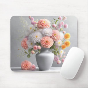 Mousepad Buquê Dahlia Na Vase Da Cinza