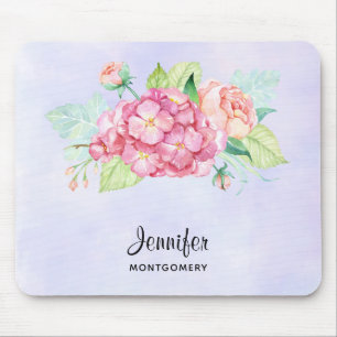 Mousepad Buquê de Aquarela Rosa Elegante
