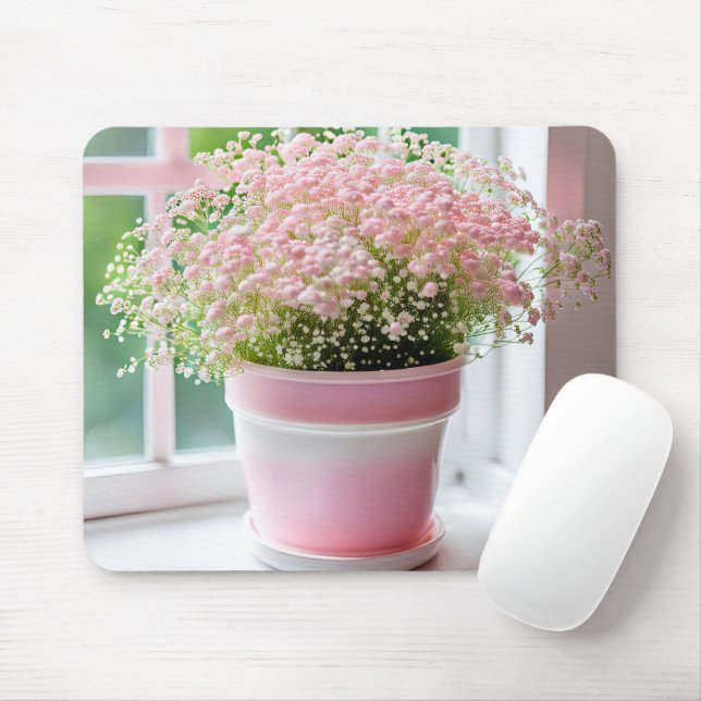 Mousepad Buquê de Bebê Respiração Rosa (Com mouse)