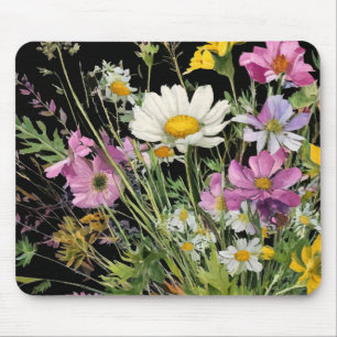 Mousepad buquê de flor silvestre de aquarela sobre fundo pr