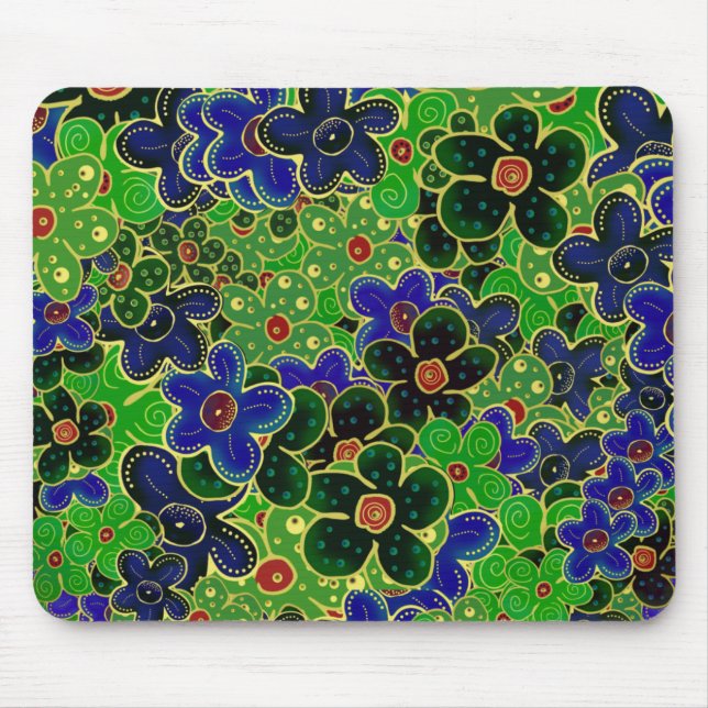 Mousepad buquê de flores de jardim verde (Frente)
