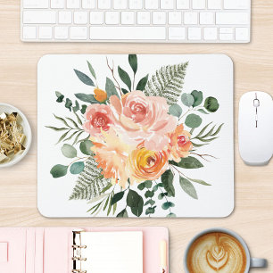 Mousepad Buquê de Flores Rosa Água-marinha Outono 