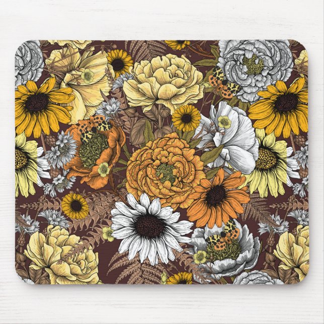 Mousepad Buquê de flores- rosas, peonias, margaridas (Frente)