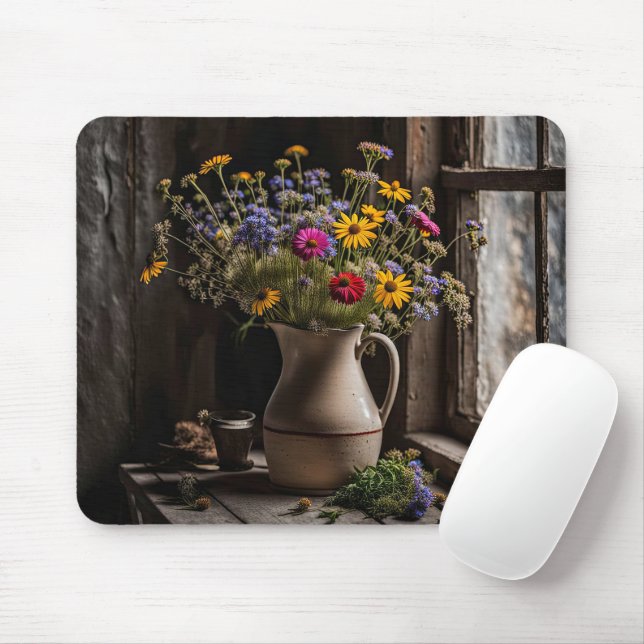 Mousepad Buquê de Flores Silvestres Antigas (Com mouse)