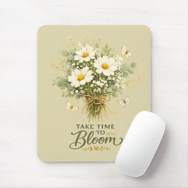 Mousepad Buquê de Flores Silvestres Brancas (Com mouse)