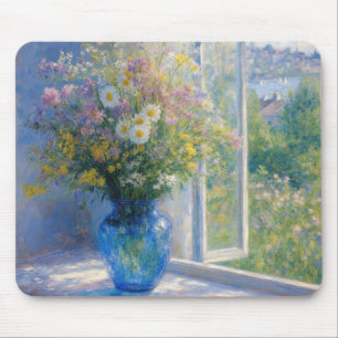 Mousepad Buquê de Flores Silvestres em Vaso Azul
