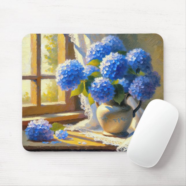 Mousepad Buquê de Hydrangea azul (Com mouse)