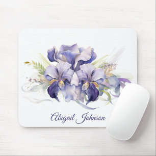 Mousepad Buquê de íris Puro de Aquarela