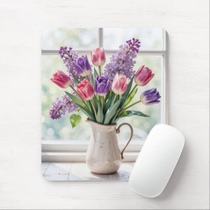 Mousepad Buquê de Lilases e Tulipas da Primavera