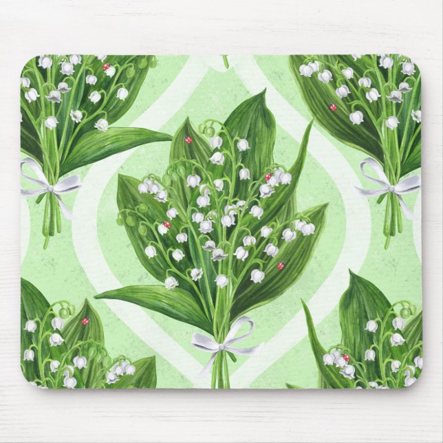 Mousepad Buquê de lilly das flores do vale em verde (Frente)