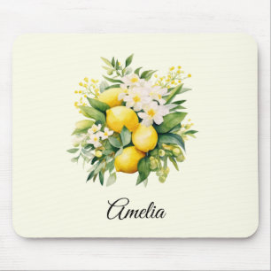Mousepad Buquê de Limão com Flores Brancas