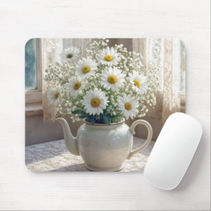 Mousepad Buquê de Margaridas em um Bule de Chá Antigo