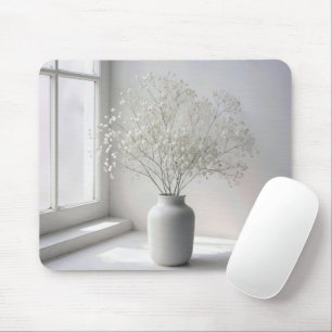 Mousepad Buquê de Respiração de Bebê em Vaso Branco