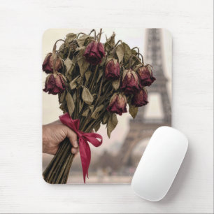 Mousepad Buquê de Rosas Vermelhas Murchas em Paris
