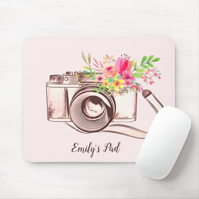Mousepad Buquê Floral com proteção do mouse da câmera (Com mouse)