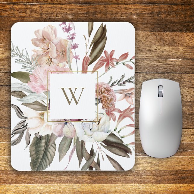 Mousepad Buquê Floral Feminino Russo com Monograma (Criador carregado)