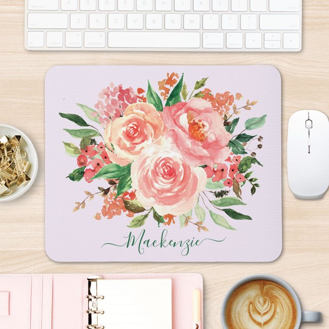 Mousepad Buquê Floral Primavera cor-de-rosa (In situ office desk)