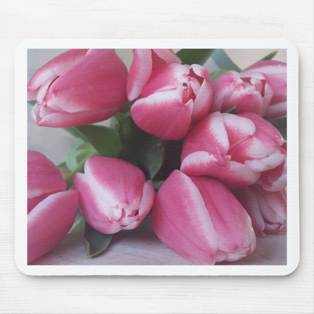 Mousepad Buquê Floral Primavera de Tulipas Rosa, Flores (Frente)