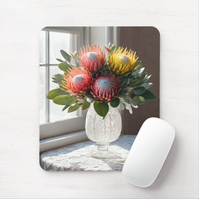 Mousepad Buquê Protea Pincushion No Local (Com mouse)