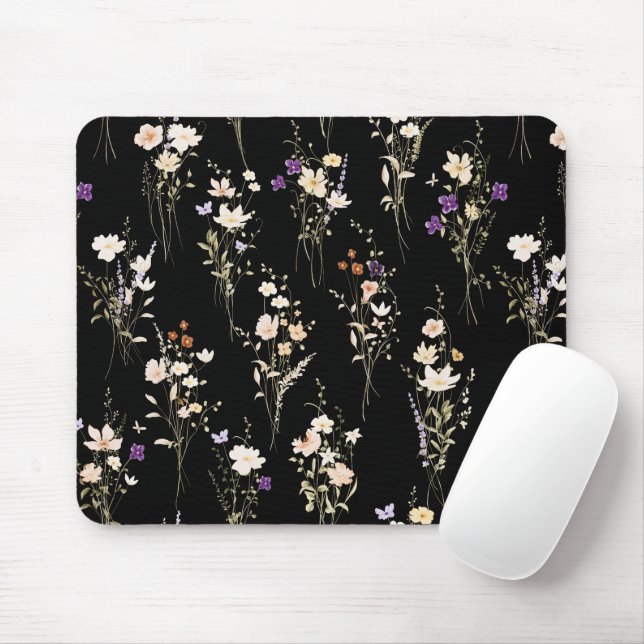 Mousepad Buquês de Flores Silvestres de Verão Design Abstra (Com mouse)