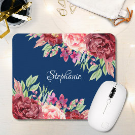 Mousepad Burgundy Blush Floral Personalizado