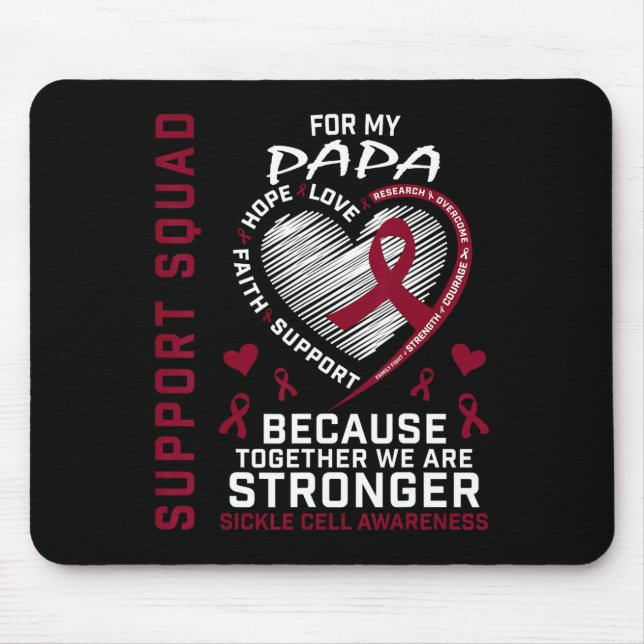 Mousepad Burgundy Sickle Cell Awarness Items Papa Support (Frente)
