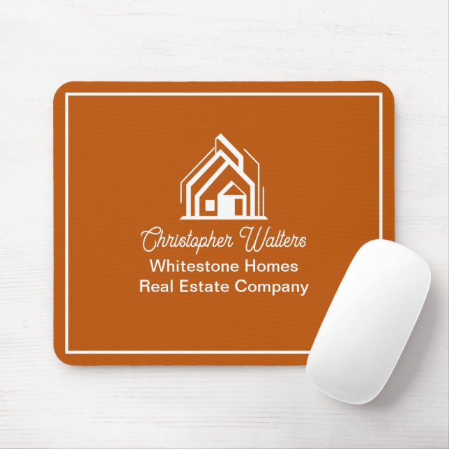 Mousepad Burnt Orange Real Estate Company Custom Realtor (Com mouse)