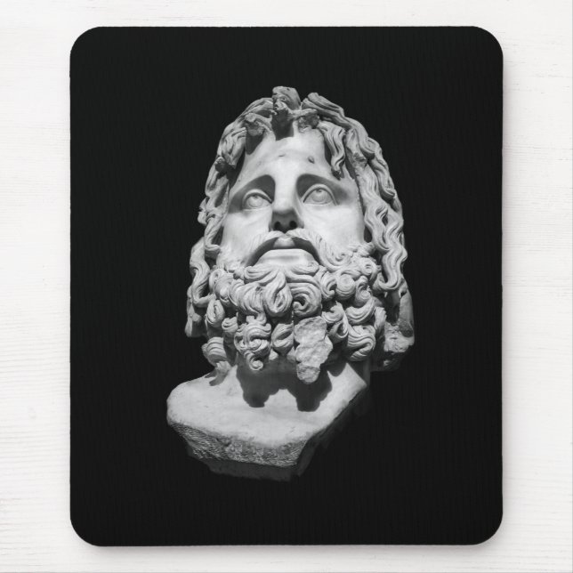 Mousepad Busto de mármore greco-romano clássico preto e bra (Frente)