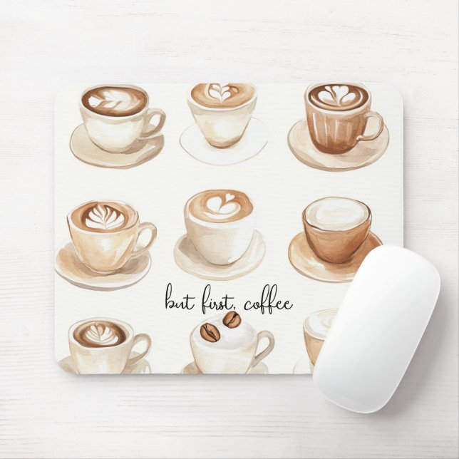 Mousepad But First, Coffee Cups (Com mouse)