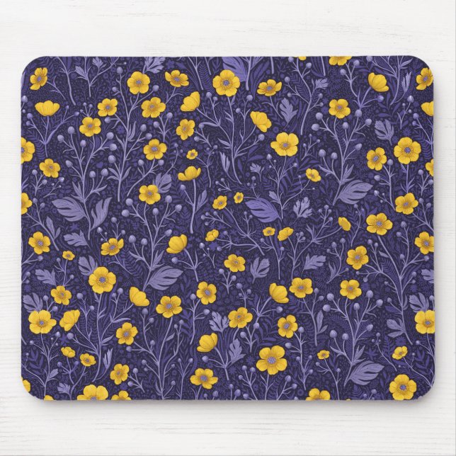 Mousepad Buttercups, amarelo e violeta (Frente)