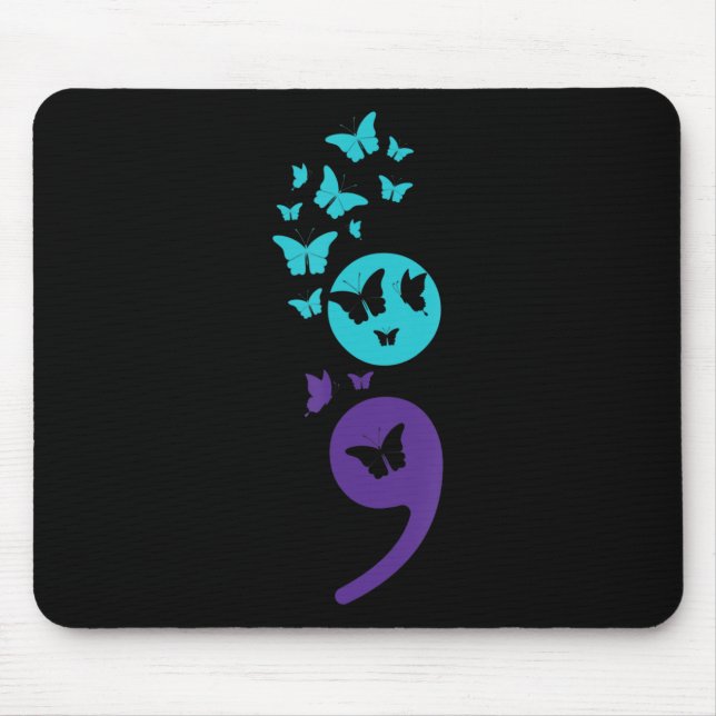 Mousepad Butterfly Semicolon Suicídio Sensibilização para a (Frente)