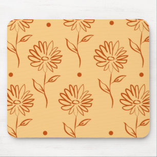 Mousepad Butterscotch Colored Sunflower Pattern