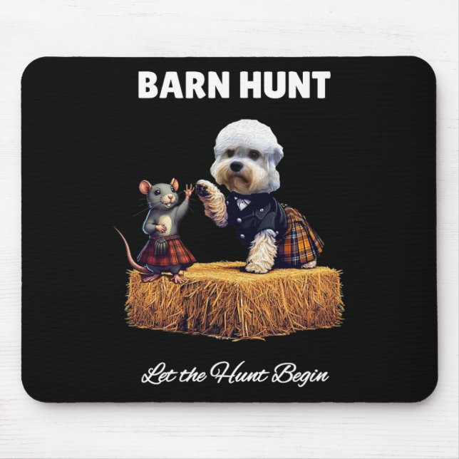 Mousepad Byrn Hunt Lover - Rato Cute E Cachorro Dinmont Din (Frente)