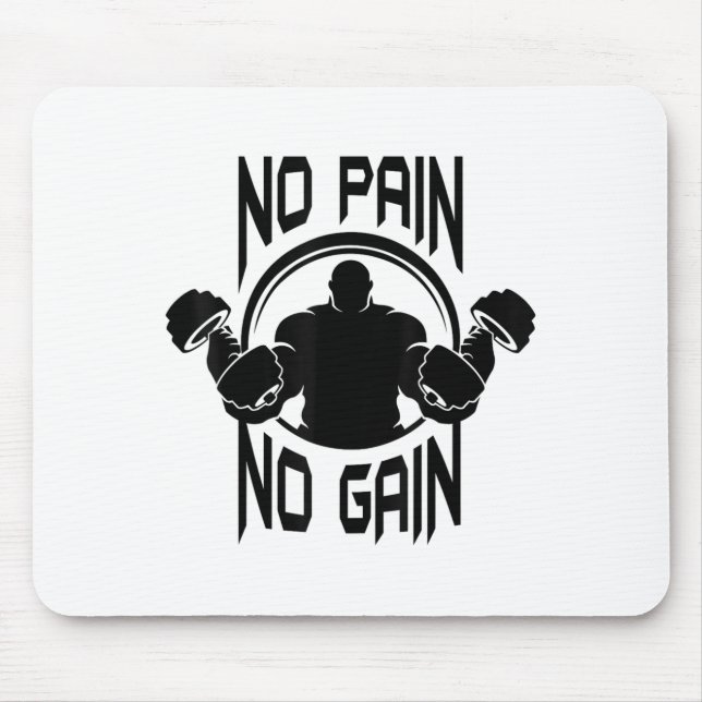 Mousepad C386 No Pain No Gain Gym Workout Fitness Motivatio (Frente)