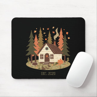 Mousepad Cabana Aconchegante no Bosque Outono e Inverno Pro