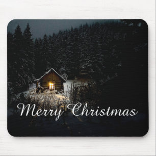 Mousepad Cabaña Mística de Natal Floresta Profunda