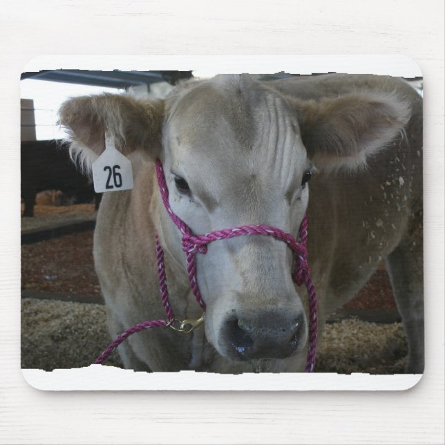 Mousepad Cabeça branca da vaca disparada na feira de (Frente)