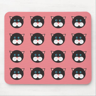 Mousepad Cabeça Branca De Gato Preto, Cuta, Patterada